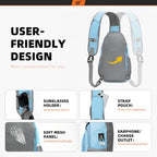 Sling Bag RFID Crossbody Sling Backpack Cross Body Shoulder Bag Travel Hiking Daypack for Women Men (Lightblue)