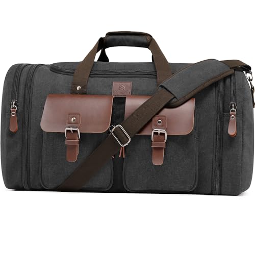 Canvas Duffle Bag for Men (Black / Large-50L)