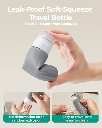 18 Pack TSA Approved Travel Bottles for Toiletries (03-Grey)
