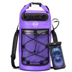 5/10/25/30/40L Waterproof Dry Bag & Phone Case - Large Floating Dry Backpack for Kayaking, Travel, Hiking, Fishing, Camping, Motorcycles & Beach, Heavy-Duty Roll Top Men/Women (Purple) (25L+ Purple / 40L)
