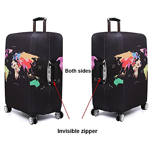 Thicker Luggage Cover Elastic Suitcase Cover Protector Fits 18 (World Map / XL)