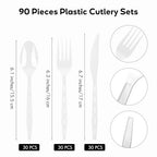 90 Pieces White Plastic Cutlery Set (White)