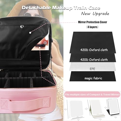 Travel Makeup Bag Cosmetic Bag Makeup Organizer Bag with Lighted Mirror (Phosphor / Woven)