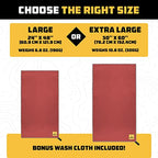 Microfiber Camping Towel (Red / Large (24x48) + Washcloth (12x12))