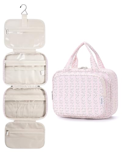 Hanging Toiletry Bag for Women (Y-Pink Flower Buds / Medium)
