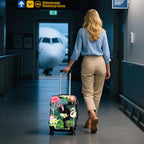 Travel Luggage Cover Suitcase Cover Protector Skins 18 (Flower flamingo / M (for 22--24 inch luggage))