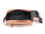 10" Premium Leather Toiletry Travel Pouch With Waterproof Lining (Cerulean)