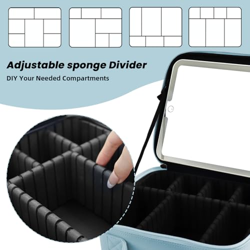 Makeup Bag with Mirror (Baby Blue / Makeup bag with LED lights)