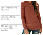 Long Sleeve Shirts for Women Casual Crewneck Tops Basic Tees (Large / 01rust)