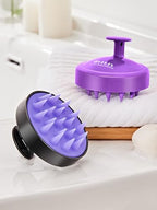2 Pack Scalp Massager Hair Growth Scrubber for Dandruff Removal (01- Black & Purple)
