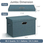 Storage Bins with Lids Fabric Closet Organizers Cubes Office Organization (Blue-Green / Large -3 Pack)