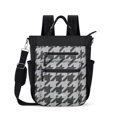 Soleil Anti Theft Convertible Backpack Tote (Grey Houndstooth)