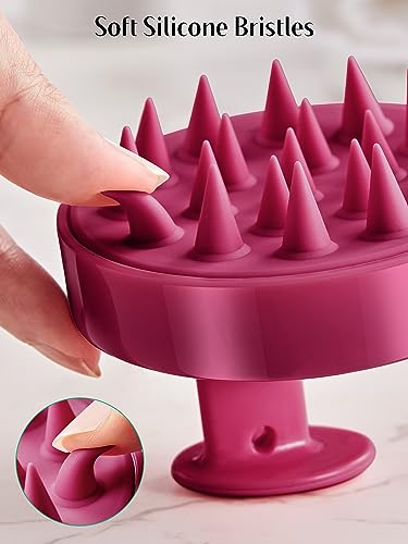 2 Pack Scalp Massager Hair Growth Scrubber for Dandruff Removal (Red & Black)