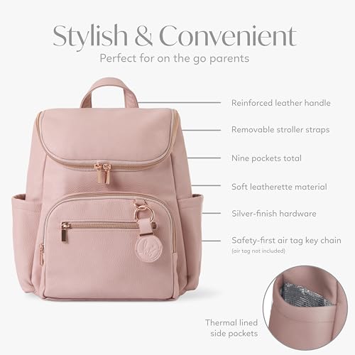 Hannah & Sophia Ready to Roam Diaper Backpack (Medium / Rose Pink)