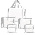 5Pcs Crystal Clear PVC Travel Toiletry Bag Kit for Women Men (5pcs Gray / 1 Large, 2 Medium, 2 Small)