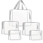 5Pcs Crystal Clear PVC Travel Toiletry Bag Kit for Women Men (5pcs Gray / 1 Large, 2 Medium, 2 Small)