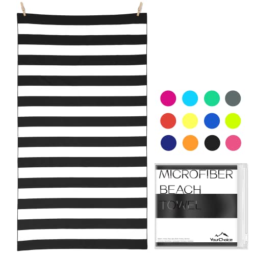 Microfiber Beach Towel Sand (Z-black Stripes / Large(60x30"))
