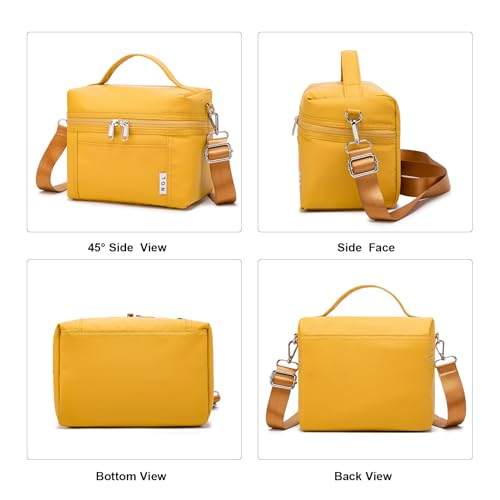 NOL Insulated Lunch Bags for Women Cooler Bag Lightweight Nylon Waterproof Lunch Box for Work Small Earth (Earth-yellow / Small (4 Liters))
