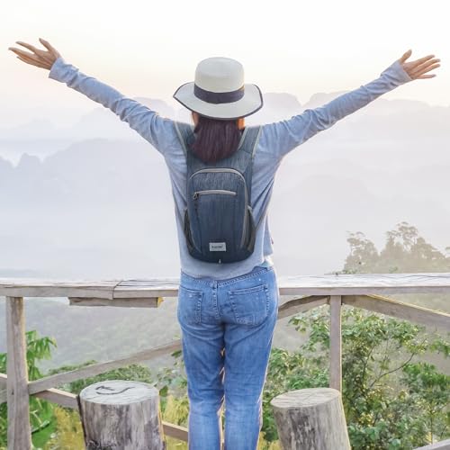 10 15L Small Rucksack Foldable Backpack Lightweight Packable Daypack Travel Outdoor Hiking Shoulder Bag (Dark Blue / 10L)