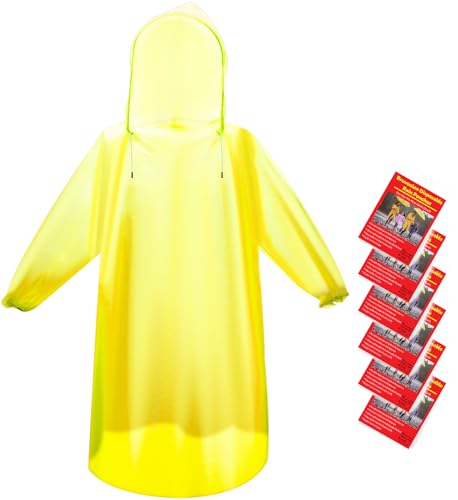 6 & 20 & 50 Pack Disposable Rain Ponchos for Adults (Yellow / 20 Pack)