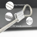 10 Pcs 5mm Wire 12 inch Vinyl Coated Stainless Steel Cable with Loops Short Wire Rope Lanyard Lock Security Chain Link for Outdoor Gates (5mm(T) x 12 in(L) 10PCS / Clear)