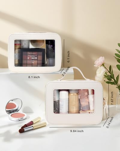 Travel Clear Makeup Bag Set (L + XL White)