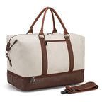 Leather Travel Bag with Shoe Pouch (Color / White)