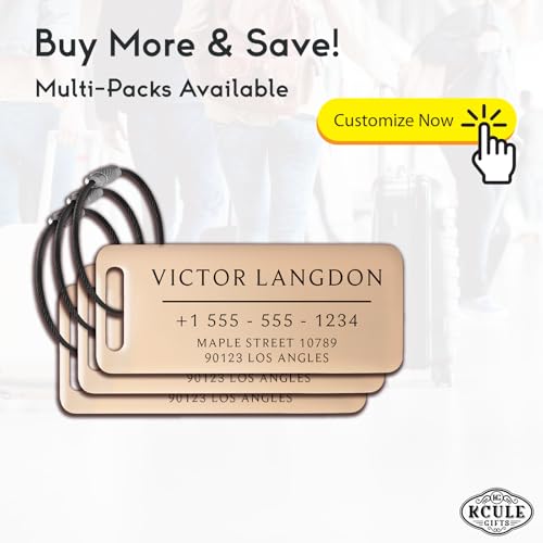 Personalized Luggage Tags for Suitcases (Grace Rectangle-rosegold)