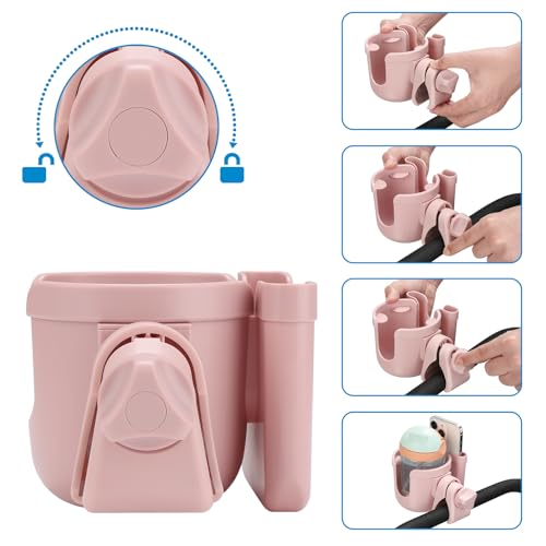 Stroller Cup Holder with Phone Holder (All Light Pink & All Light Pink)