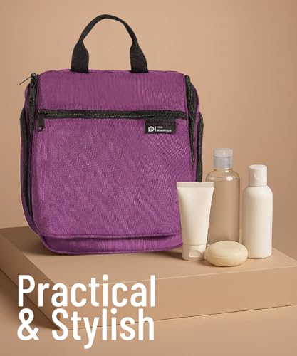 D&D Wanderlust Hanging Travel Toiletry Bag for Women & Men (1 Pack Purple)