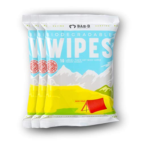 Bar D Biodegradable Body Wipes with Tea Tree Oil & Aloe Vera (10 Count (Pack of 3))