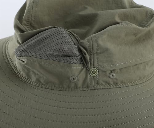 Sun Hat for Men UV Protection Safari Hat for Fishing Hiking Gardening Breathable Cowboy Hat UPF50 Light Army Green (Large / Light Army Green)