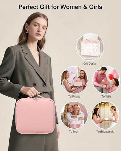 Travel Makeup Bag with LED Mirror (A-Small / 01-Pink)