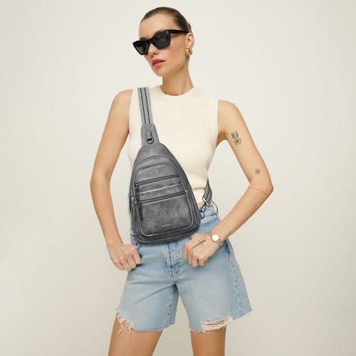 Sling Bag for Women Crossbody Bags Sling Purse Cross Body Backpack Vegan Leather Over Shoulder Bag Travel Handbag Gifts Dark Grey (Drak Grey)