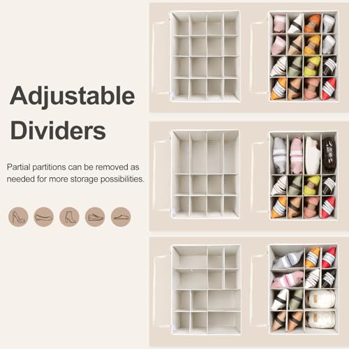 Shoe Organizer for Closet (Beige / Large(20.87''L x 16.54''W x 13.5''H))