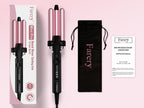 Farery Mini 3 Barrel Hair Waver - Portable Beach Wave Curling Iron for Short Hair, 1/2 Inch Ceramic Crimper with 3 Temp Settings & 30s Fast Heating, Dual Voltage Travel Hair Waver for Women, Pink
