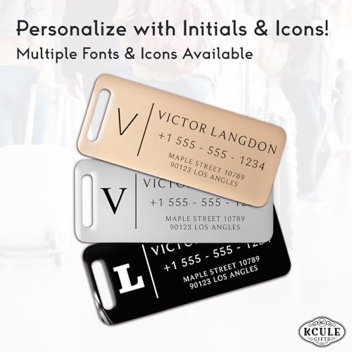 Personalized Luggage Tags for Suitcases (Grace Rectangle-dark)