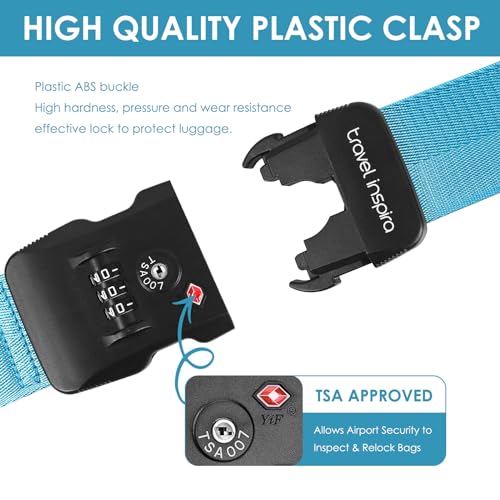 Heavy Duty Luggage Straps with TSA Lock (Blue)