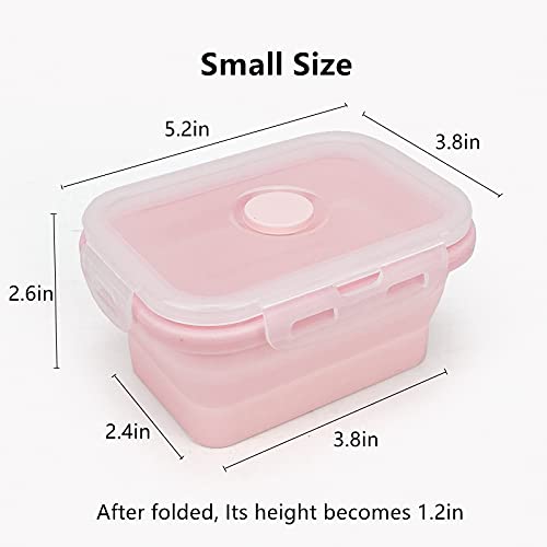 3piece Collapsible Food Storage Containers with Lids (pink)