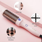 1.5 Inch Ceramic Tourmaline Ionic Curling Brush Volumizer (1.5 Inch / Pink)