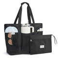 Beach Bag Waterproof Beach Tote Pool Bags for Women (Black / 35L)
