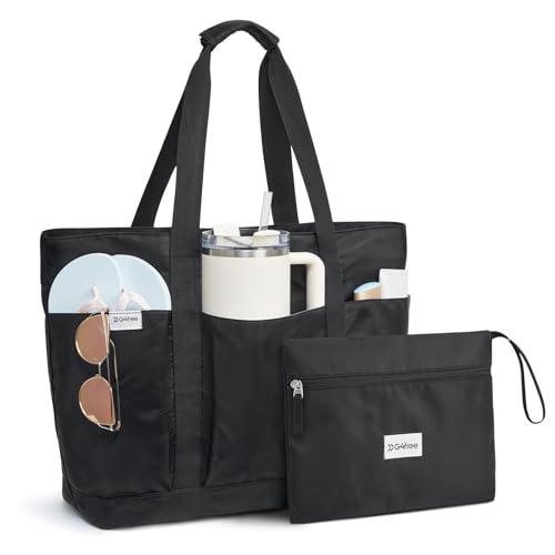 Beach Bag Waterproof Beach Tote Pool Bags for Women (Black / 35L)