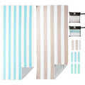 2 Pack Microfiber Beach Towel (2 Pack- Blue Brown / 75”x 35”)