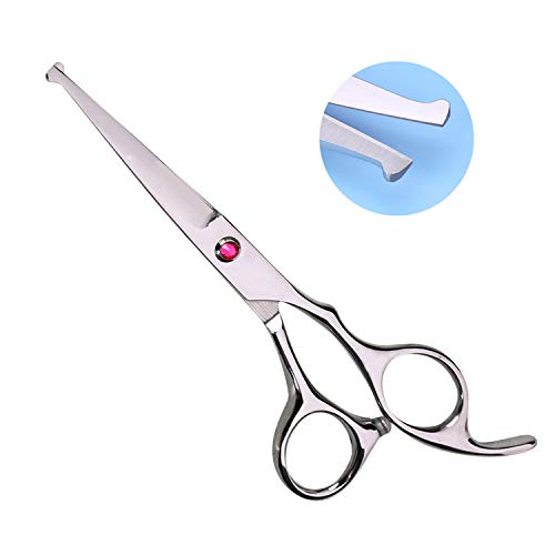 Kids Hair Cutting Scissors Set Professional 6.5 inch Saftey Round Head Hair cut Scissors Kit with Cutting Thinning Scissors Hairdressing Shears Set for Barber Salon （red） (Red)