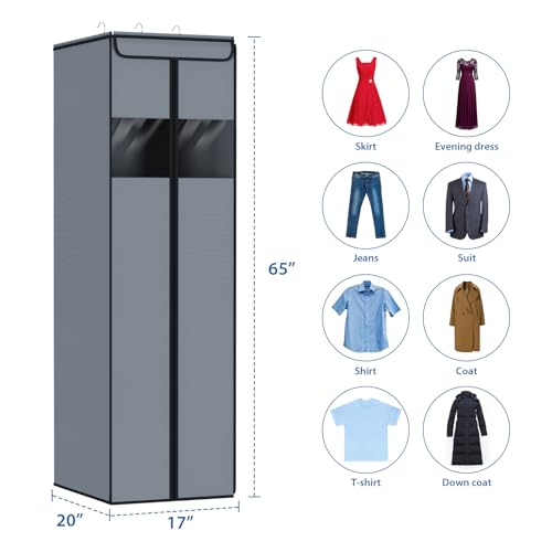 Extra Long Garment Bags for Gowns 65" Gown Bags for Long Dress with Clear Window Space Saving Formal Dress Bag for Long Dresses (Grey / 65"-2 Pack)