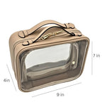 Clear Makeup Bag Toiletry Bag for Women Cosmetic Case Large Capacity Travel Make Up Bag Organizer Transparent Storage Compartment TSA Approved (BEIGE)