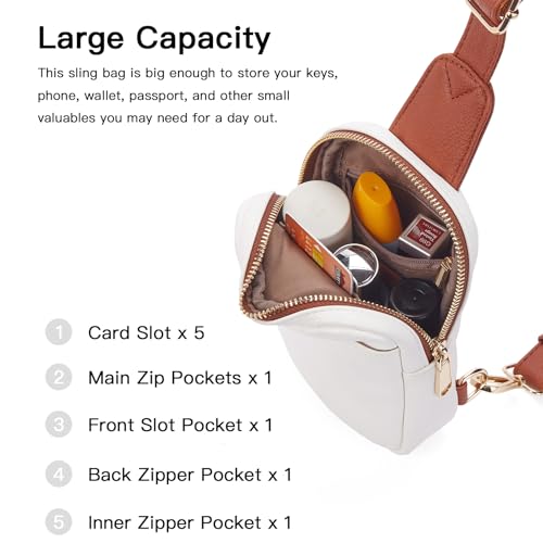 Crossbody Bags for Women Leather Cross Body Sling Bag for Woman Travel Beige Brown (1-beige/Brown)