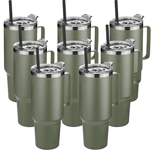 40 oz Stainless Steel Tumbler with Handle (Army Green / 40 Ounces-8)