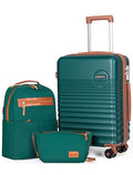 Carry On Luggage 22x14x9 Airline Approved Suitcase with Wheels (Teal / 3 Piece Sets (20/BP/TB))