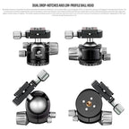 61.7" Compact Carbon Fiber Camera Tripod Ball Head LS (LS-364CX+LH-40:Maxload 25kg-4 Sections)